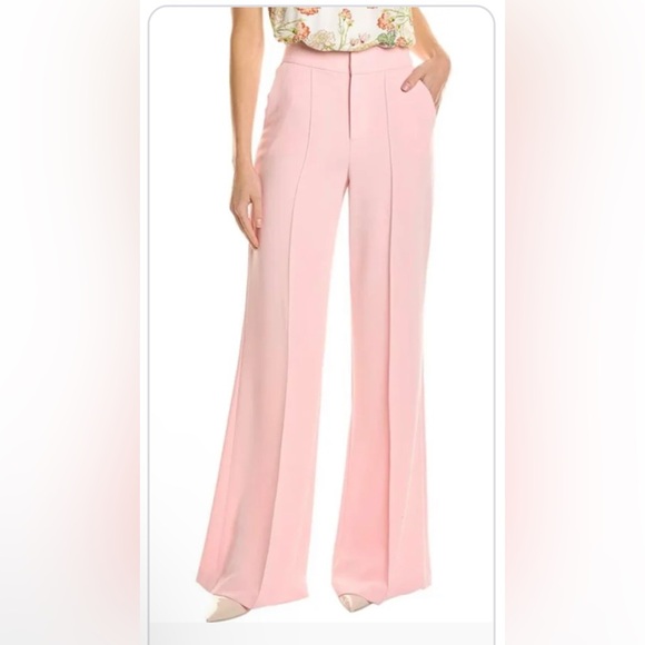Alice + Olivia Dylan High Rise Wide Leg Pink Flare Pants Tailored‎ Silhouette 12 - Picture 14 of 14